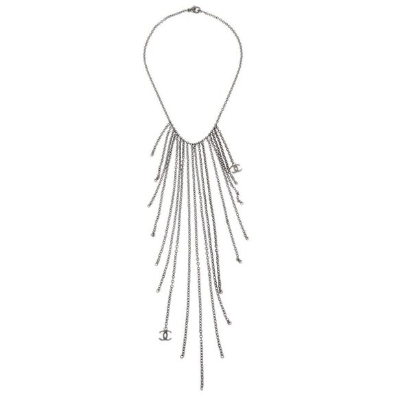 Chanel Fringe Chain Necklace Silver 02A 143343 - Picture 1 of 5